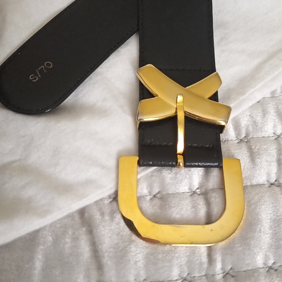 PALOMA PICASSO Leather  "X" Shoulder Bag + Belt SET black gold + BONUS earrings - Picture 3 of 10